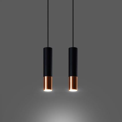 Suspension filaire LOOPEZ 2xGU10/10W/230V noir/cuivre