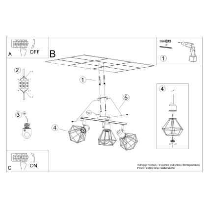 Lampada da soffitto ARTEMIS 3xE14/40W/230V bianco