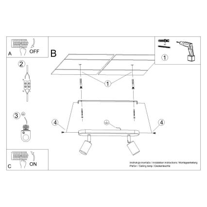 Lampada da soffitto FORNES 2xE27/60W/230V nero