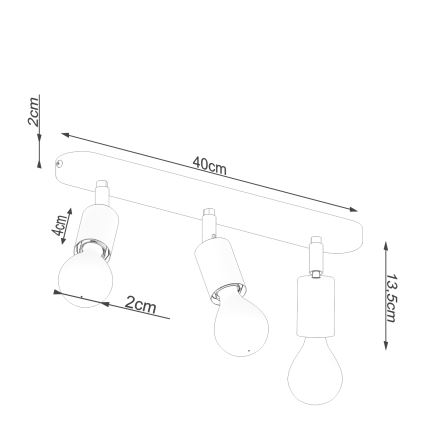 Lampada da soffitto FORNES 3xE27/60W/230V nero