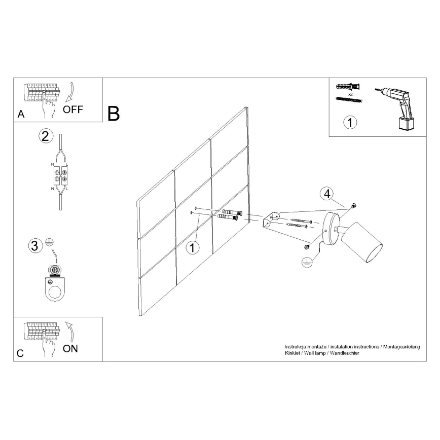 Faretto da parete LEMMI 1xGU10/40W/230V bianco