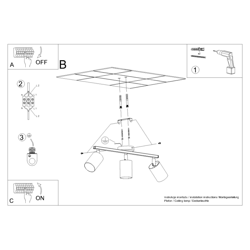 Luce Spot LEMMI 3xGU10/40W/230V bianco