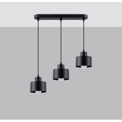 Deckenleuchte an Seil SAVAR 3xE27/60W/230V schwarz