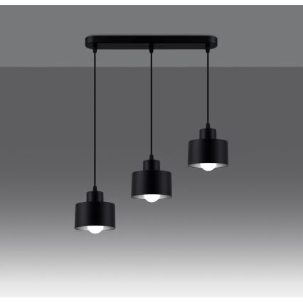 Deckenleuchte an Seil SAVAR 3xE27/60W/230V schwarz