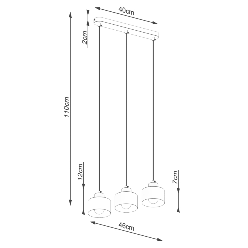 Deckenleuchte an Seil SAVAR 3xE27/60W/230V schwarz