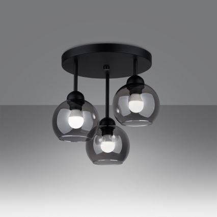 Lampadario a stelo ALINO 3xE27/60W/230V nero