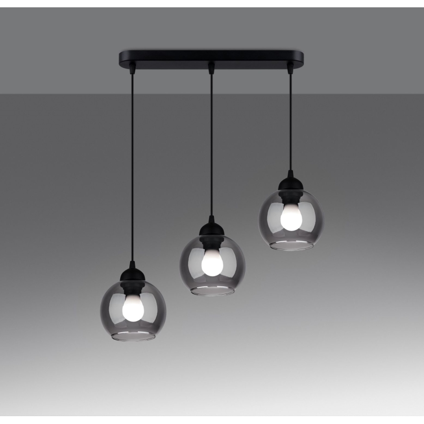 Deckenleuchte an Kabel ALINO 3xE27/60W/230V schwarz