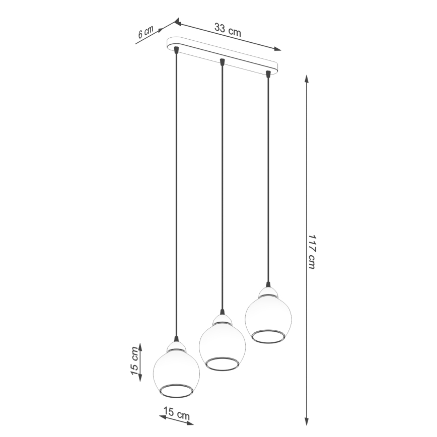 Lampadario a cavo ALINO 3xE27/60W/230V nero