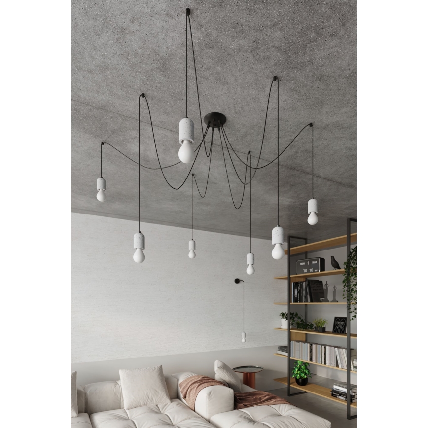 Lampadario a sospensione con filo NESO 5xE27/15W/230V ragno calcestruzzo