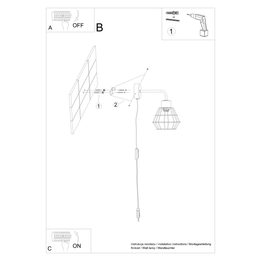 Applique SUBA 1xE27/15W/230V nero