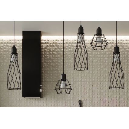 Lampadario a sospensione con filo SUBA 4xE27/15W/230V nero