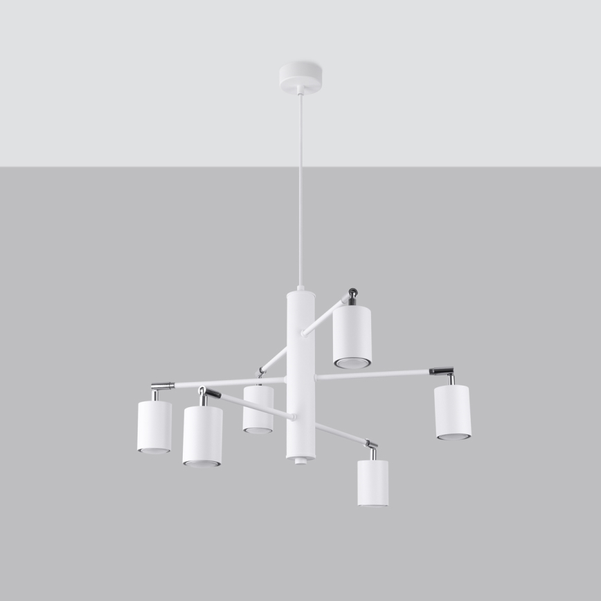 Lampadario a sospensione con filo LEMMI 6xGU10/10W/230V bianco