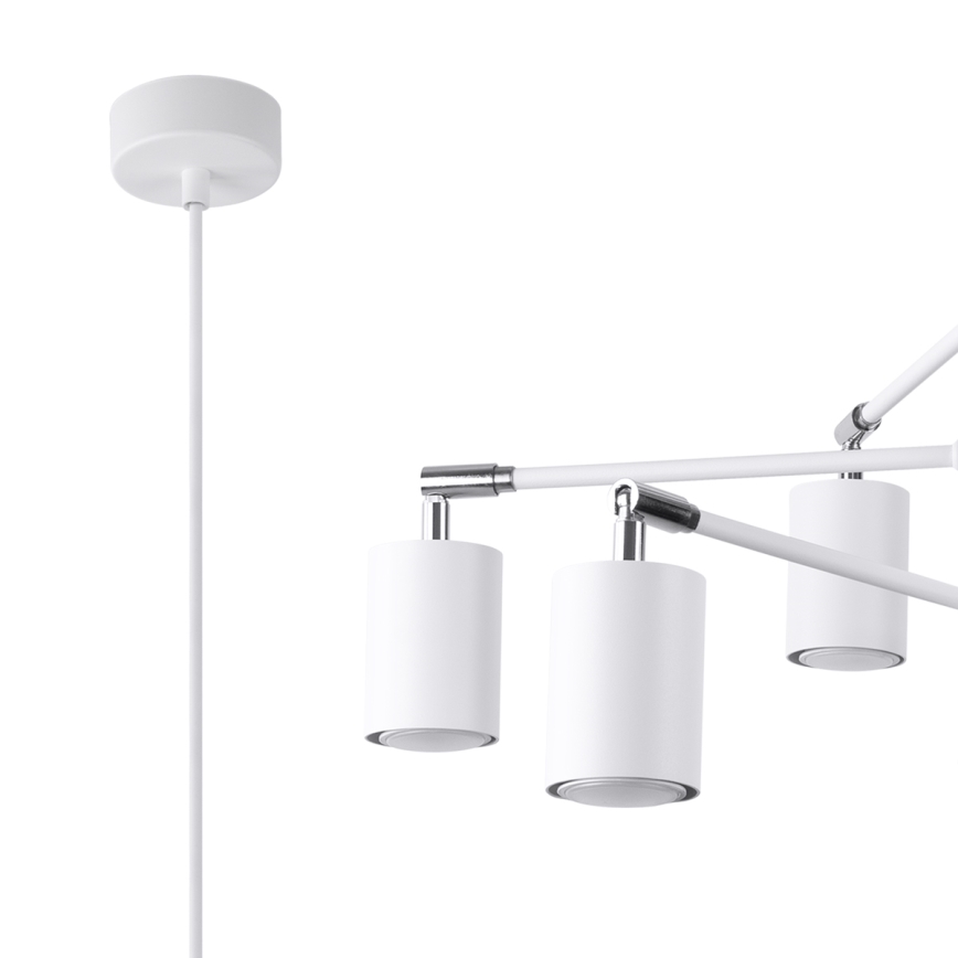 Lampadario a sospensione con filo LEMMI 6xGU10/10W/230V bianco