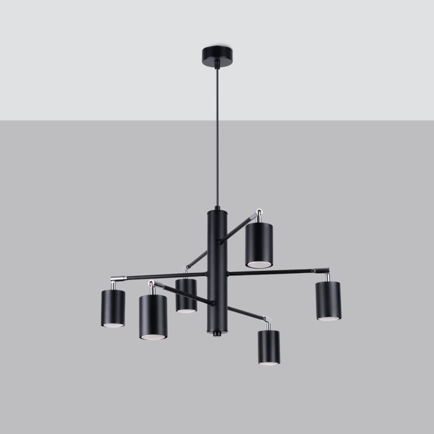 Lampadario a sospensione con filo LEMMI 6xGU10/10W/230V nero