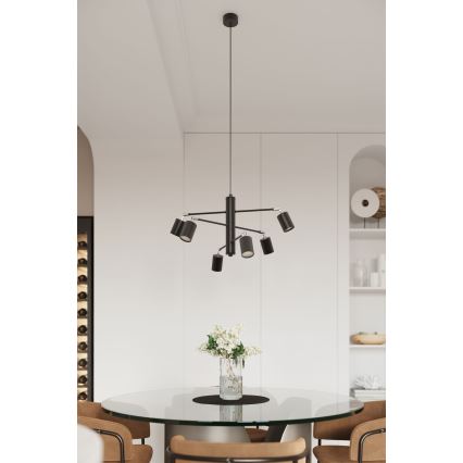 Lampadario a sospensione con filo LEMMI 6xGU10/10W/230V nero