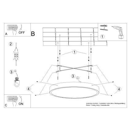 LED-Deckenleuchte ONYX, 48 W/230 V, Ø 60 cm, schwarz