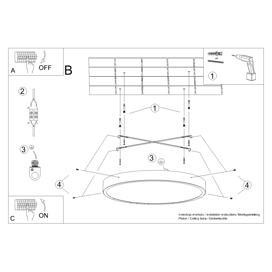 LED-Deckenleuchte ONYX, 48 W/230 V, Ø 60 cm, schwarz