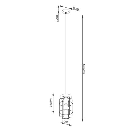 Lampadario a sospensione con filo GOTTO 1xE27/15W/230V nero/faggio