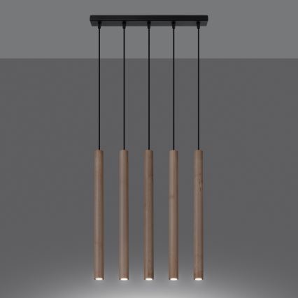 Lampadario a sospensione con filo PASTELO 5xG9/8W/230V faggio