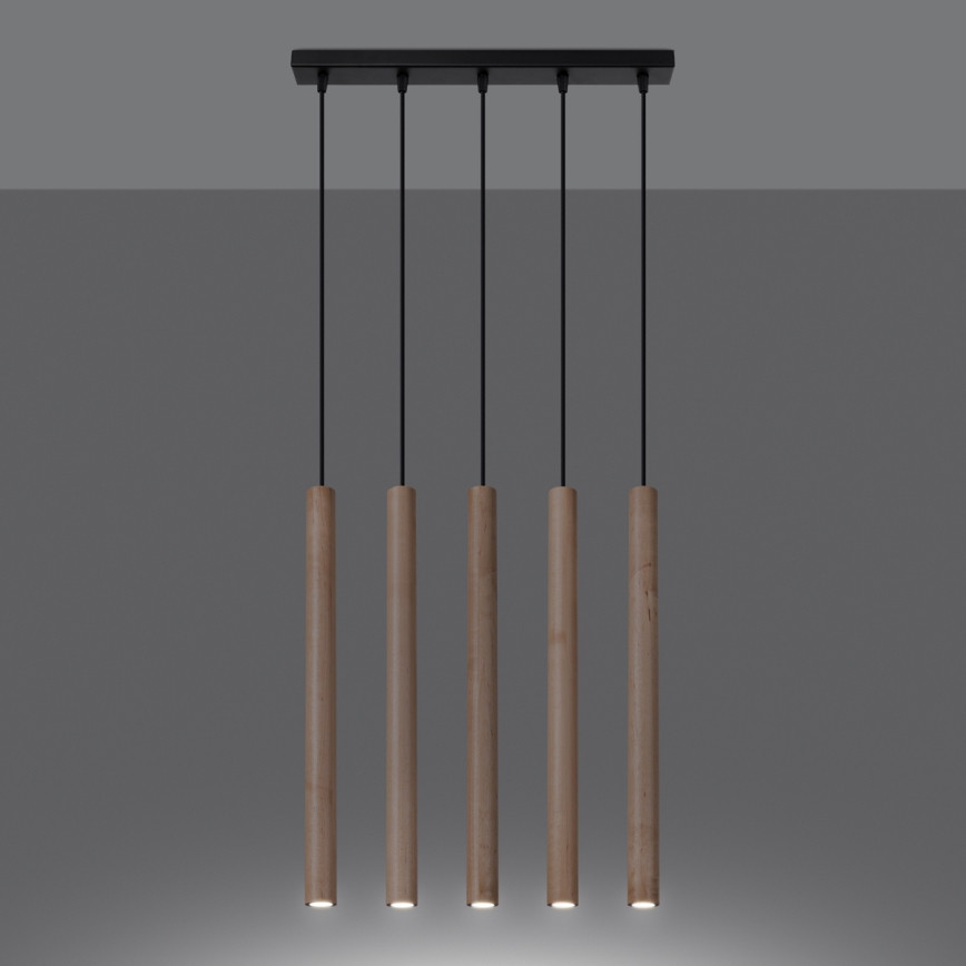 Lampadario a sospensione con filo PASTELO 5xG9/8W/230V faggio