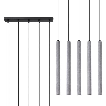 Lampadario a sospensione con filo PASTELO 5xG9/8W/230V calcestruzzo