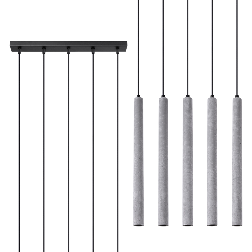 Lampadario a sospensione con filo PASTELO 5xG9/8W/230V calcestruzzo