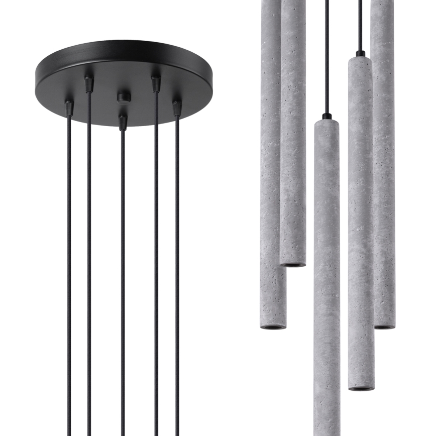 Lampadario a sospensione con filo PASTELO 5xG9/8W/230V calcestruzzo