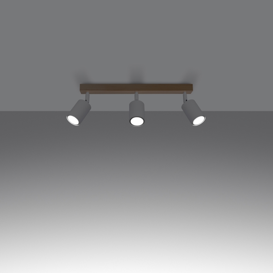 Spot VERDO 3xGU10/10W/230V blanc/hêtre