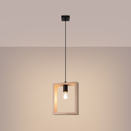 Lampadario a sospensione con filo ARIES 1xE27/15W/230V faggio/beige