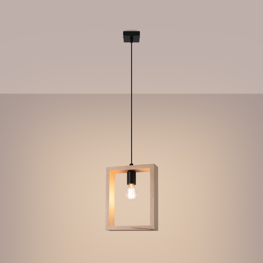 Lampadario a sospensione con filo ARIES 1xE27/15W/230V faggio/beige