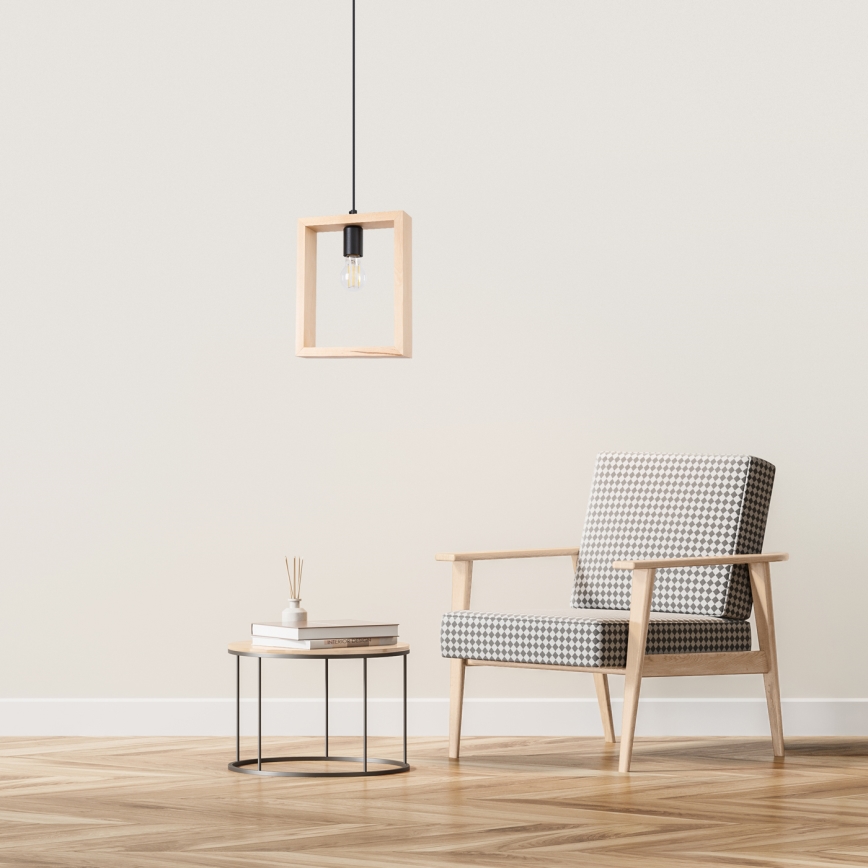 Lampadario a sospensione con filo ARIES 1xE27/15W/230V faggio/beige
