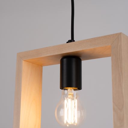 Lampadario a sospensione con filo ARIES 1xE27/15W/230V faggio/beige