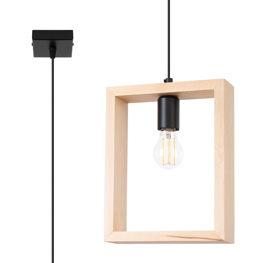 Lampadario a sospensione con filo ARIES 1xE27/15W/230V faggio/beige