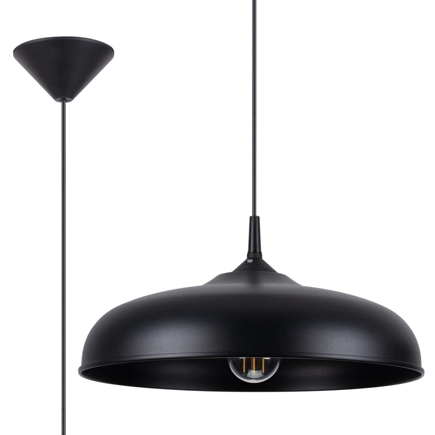 Suspension filaire GINA 1xE27/15W/230V d. 38 cm noir