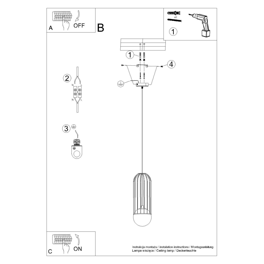 Suspension filaire BRINA 1xG9/8W/230V blanc