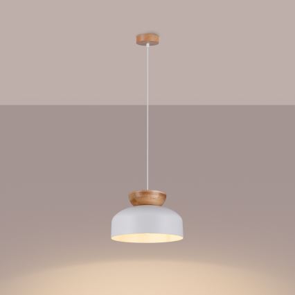 Lampadario a sospensione con filo MARION 1xE27/15W/230V diametro 29,5 cm bianco