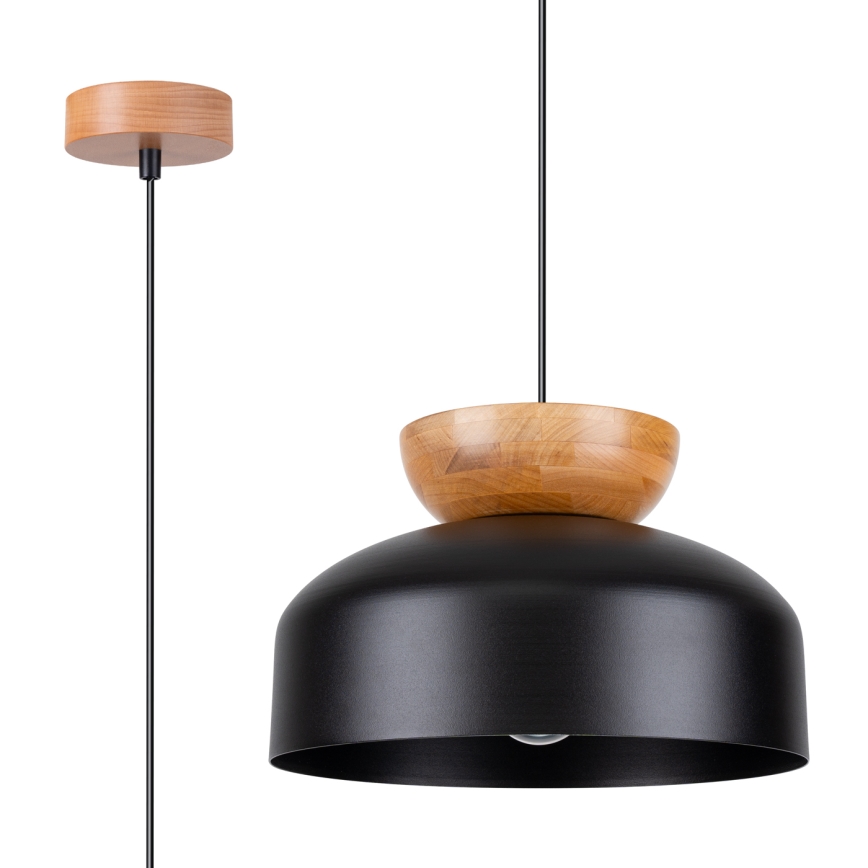 Suspension filaire MARION 1xE27/15W/230V d. 29,5 cm noir