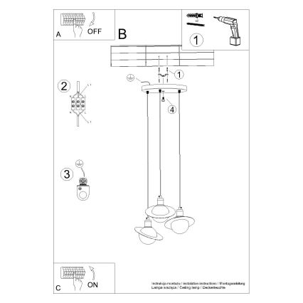 Suspension filaire HYPERION 3xG9/8W/230V noir