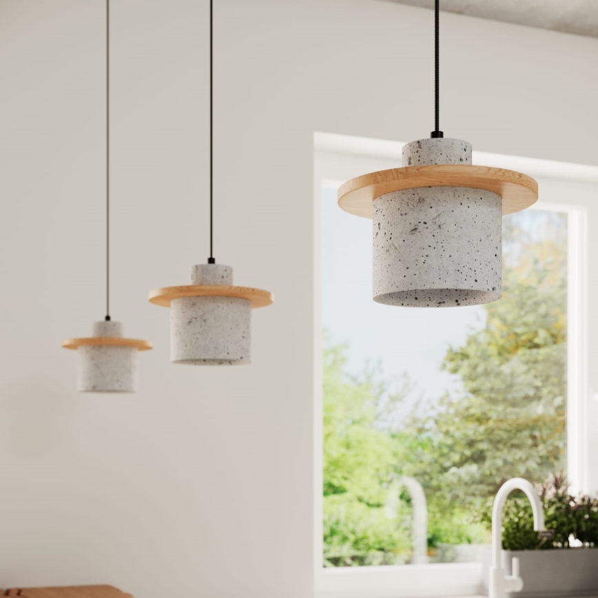 Pendelleuchte mit Kabelaufhängung MAB 1xE27/15W/230V Ø 22 cm Beton/Grau