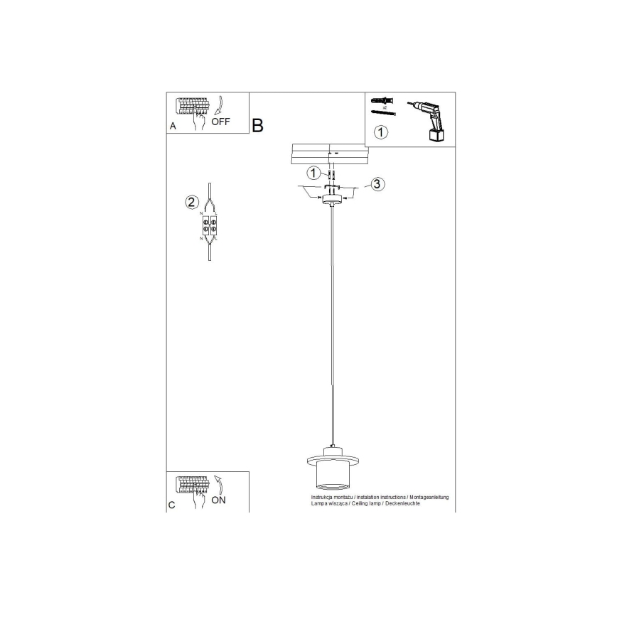 Suspension sur câble MAB 1xE27/15W/230V Ø 22 cm béton/gris