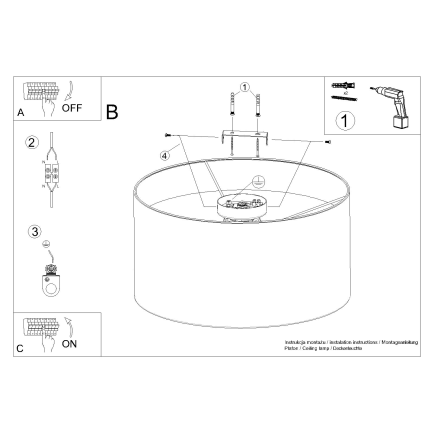 Plafoniera TELESTO 1xE27/15W/230V diametro 35 cm bianco/marrone