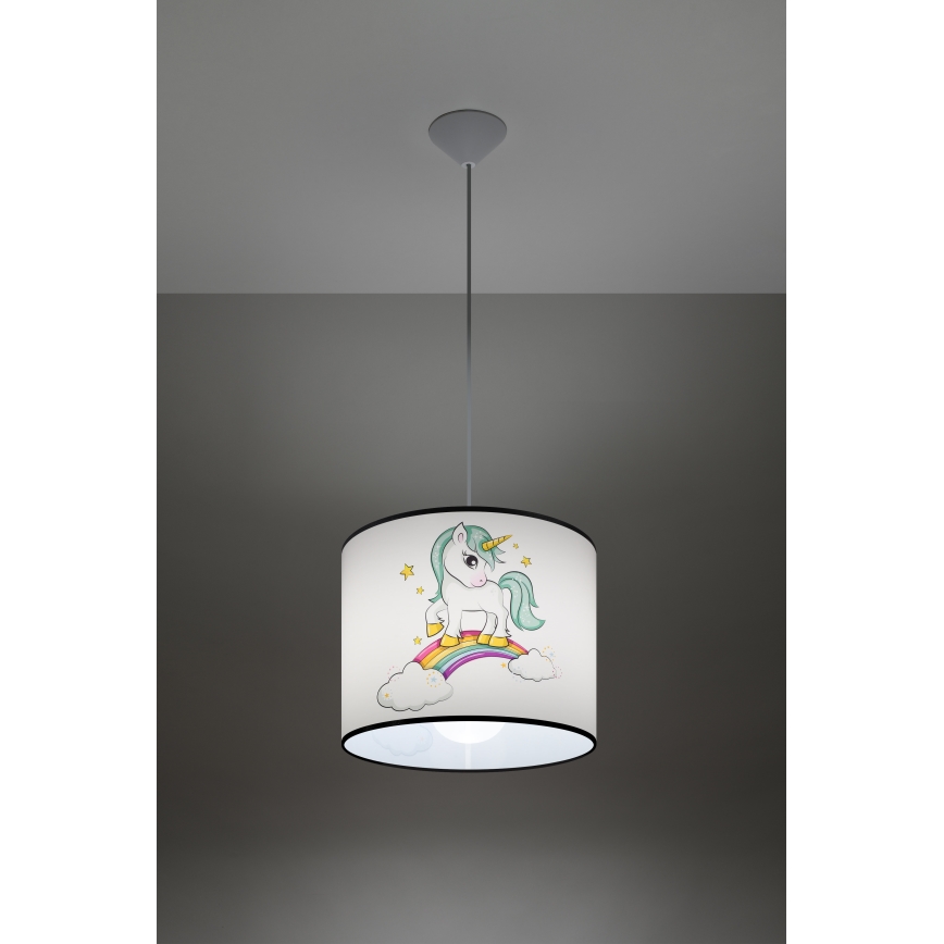 Kinder-Hängeleuchte UNICORN 1xE27/15W/230V d 30 cm Einhorn