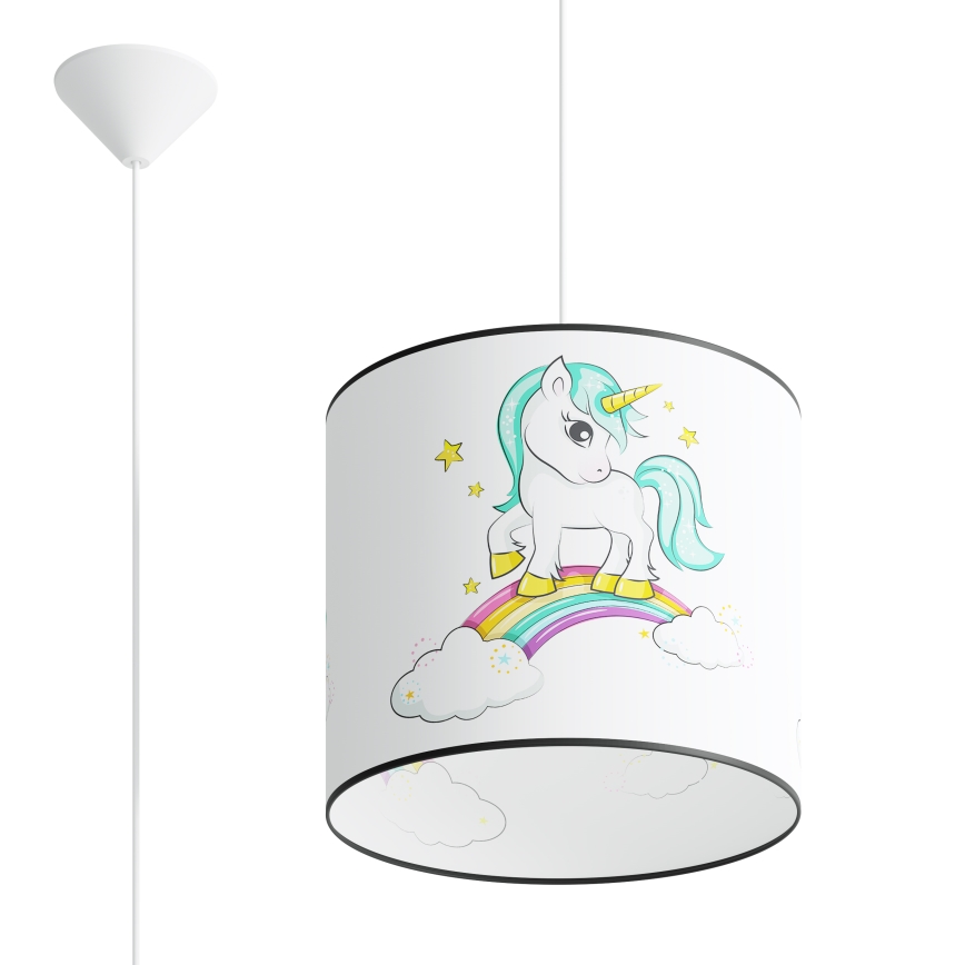 Kinder-Hängeleuchte UNICORN 1xE27/15W/230V d 30 cm Einhorn