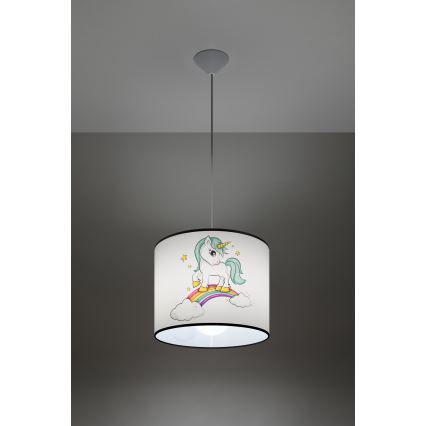 Suspension filaire enfant UNICORN 1xE27/15W/230V d. 30 cm Licorne