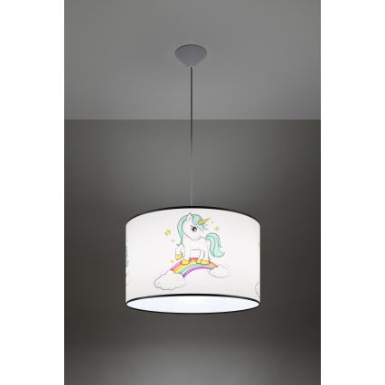 Lampadario a sospensione per bambini UNICORN 1xE27/15W/230V diametro 40 cm unicorno