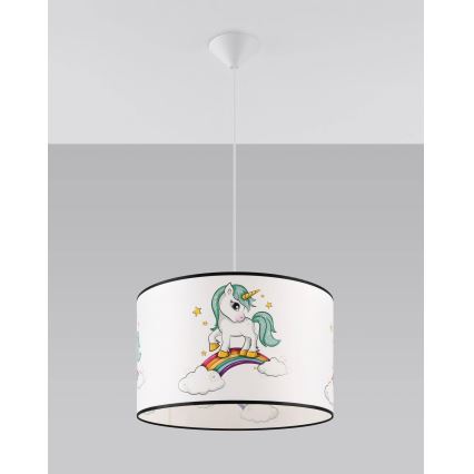 Lampadario a sospensione per bambini UNICORN 1xE27/15W/230V diametro 40 cm unicorno