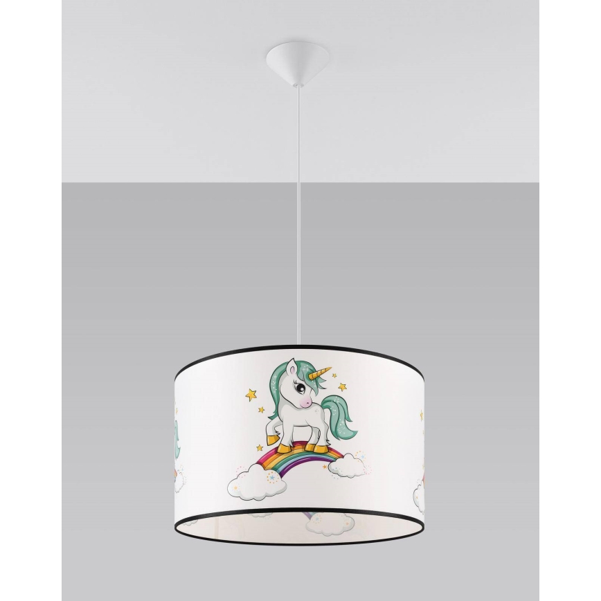 Lampadario a sospensione per bambini UNICORN 1xE27/15W/230V diametro 40 cm unicorno