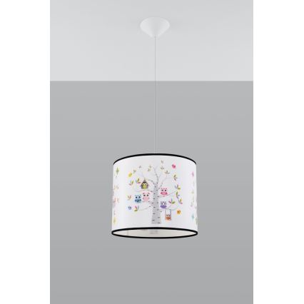 Suspension filaire enfant OWLS 1xE27/15W/230V d. 40 cm hiboux