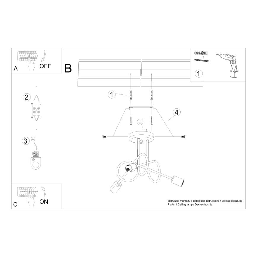 Lampadario a plafone LOOP 3xE27/15W/230V bianco