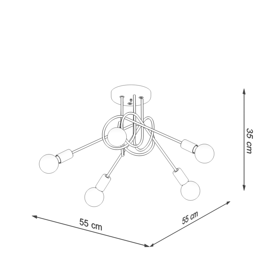Lampadario a plafone LOOP 5xE27/15W/230V bianco
